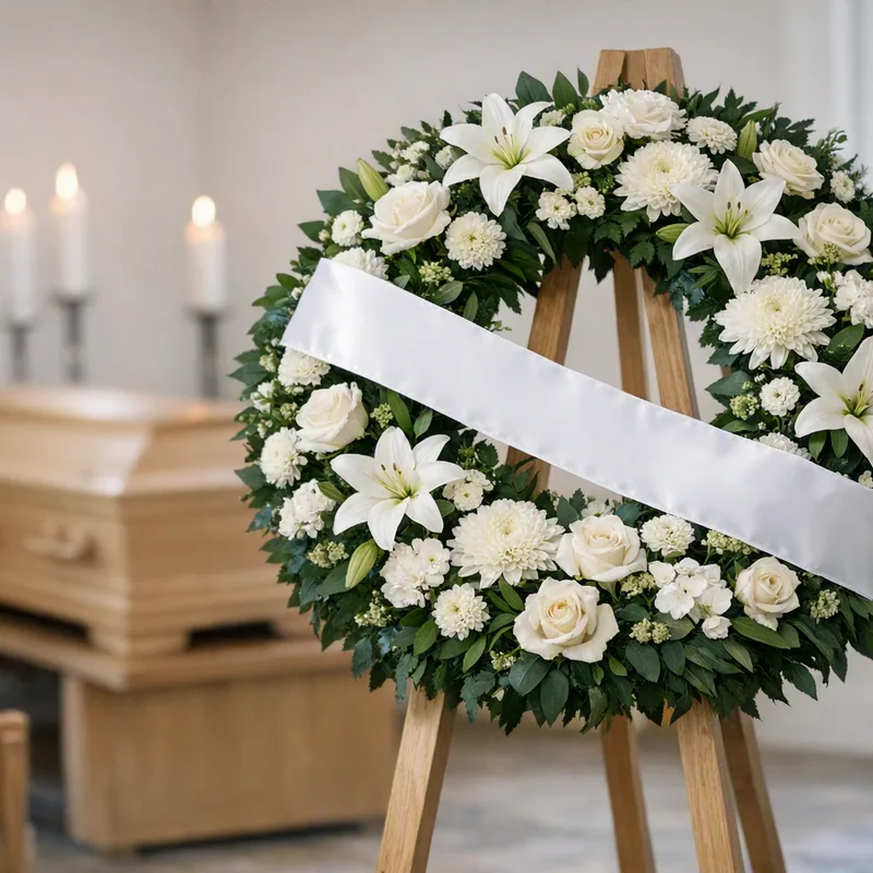 Flores para funeral - coroa, palma e condolências