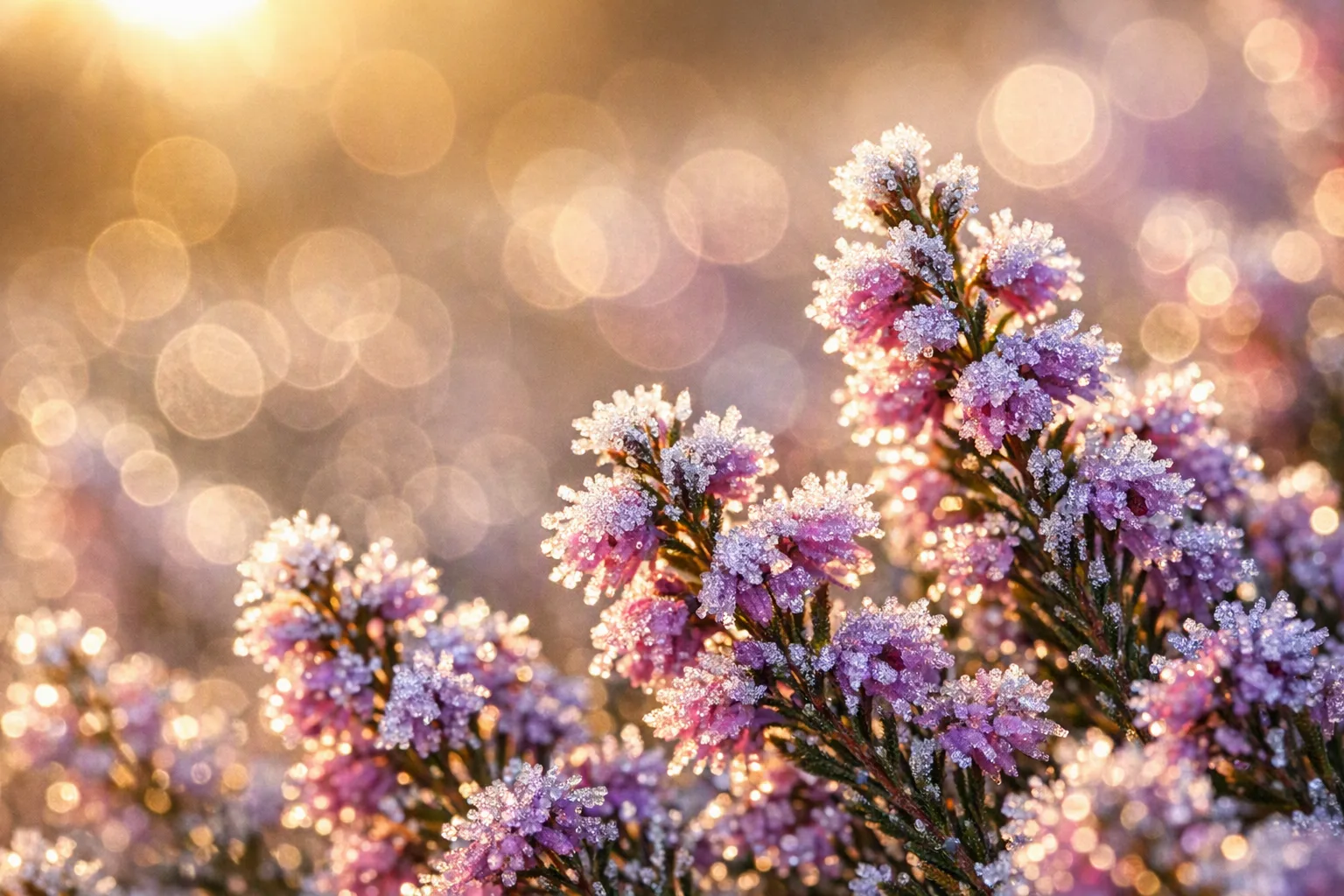 Crisântemo coberto de geada à luz da manhã, uma flor resistente ao frio